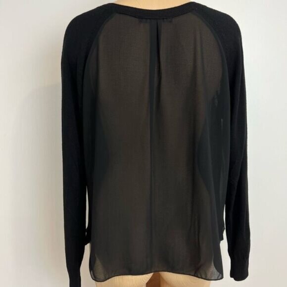 La Fee Marboutee Size 3 Medium Women’s Long Sleeve Black Sweater Sheer Back V - Picture 3 of 16